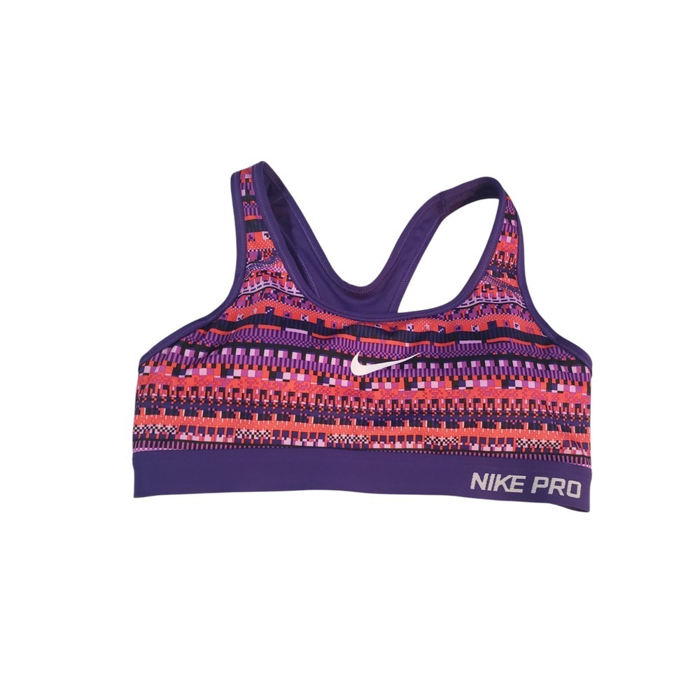 Nike Pro Womens Sports Bra Multicolor Small Geometric Stretch Activewear